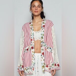 POL Striped and Floral Bohemian Jacket NEW